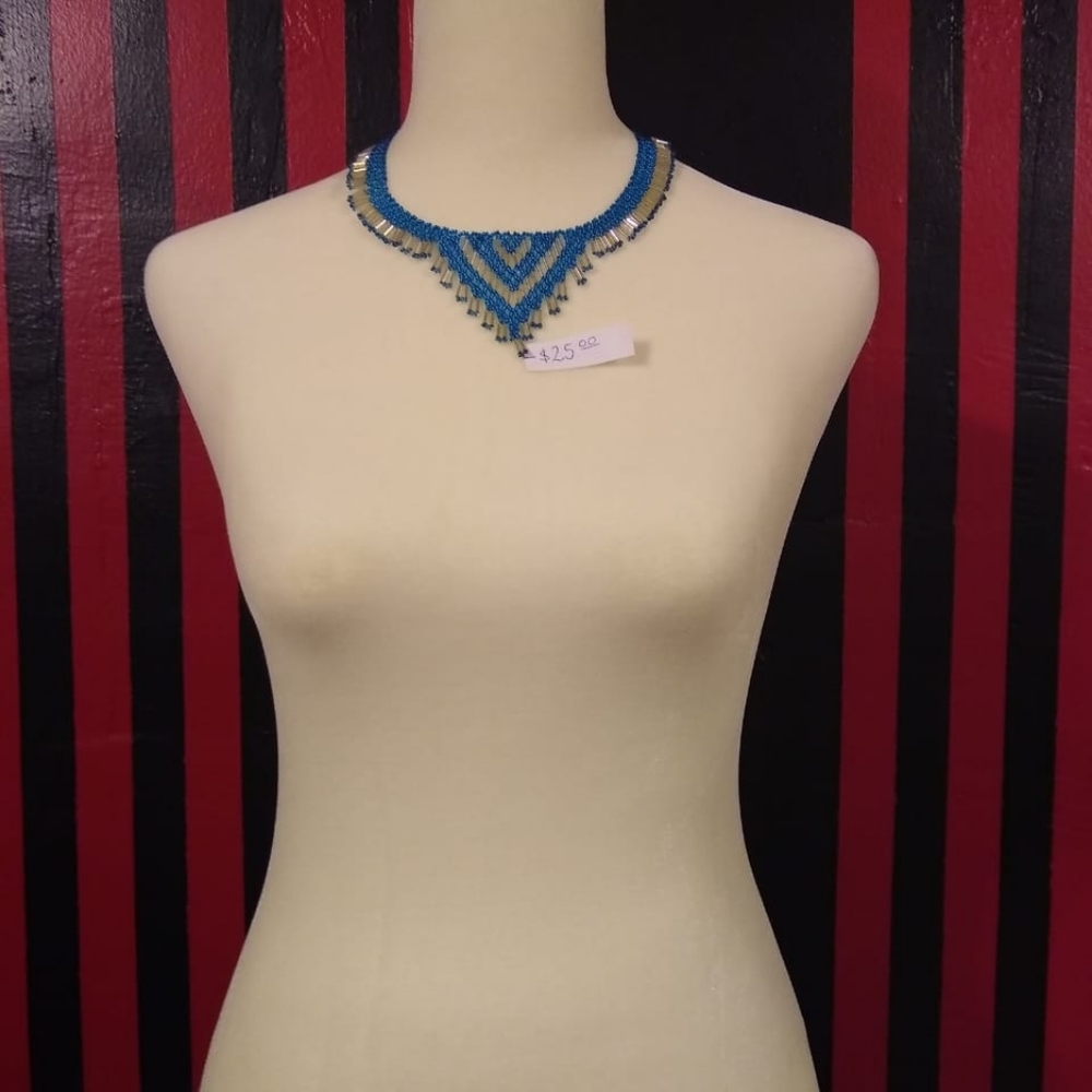 This is a beaded necklace